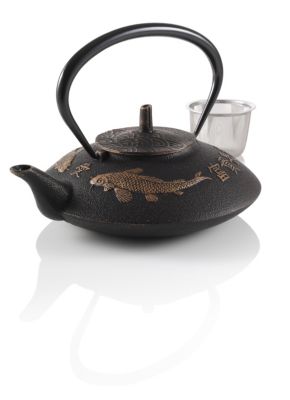 Teavana Prosperity Koi Cast Iron Teapot, Black Innopoint